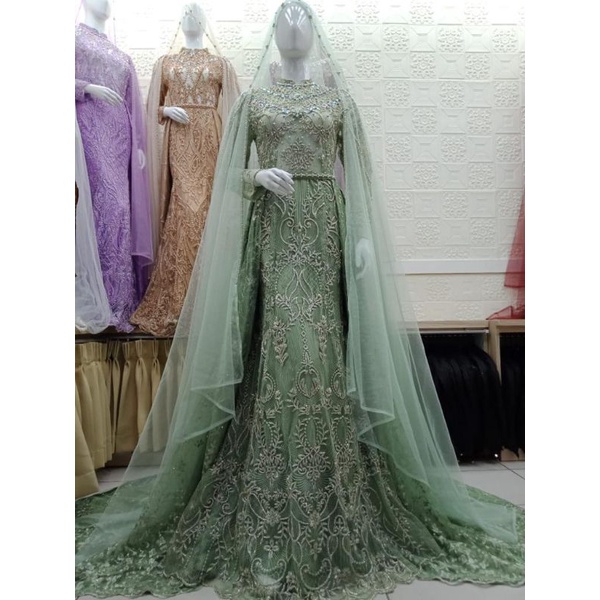 kebaya akad/gaun pengantin duyung full payet/gaun pengantin modern