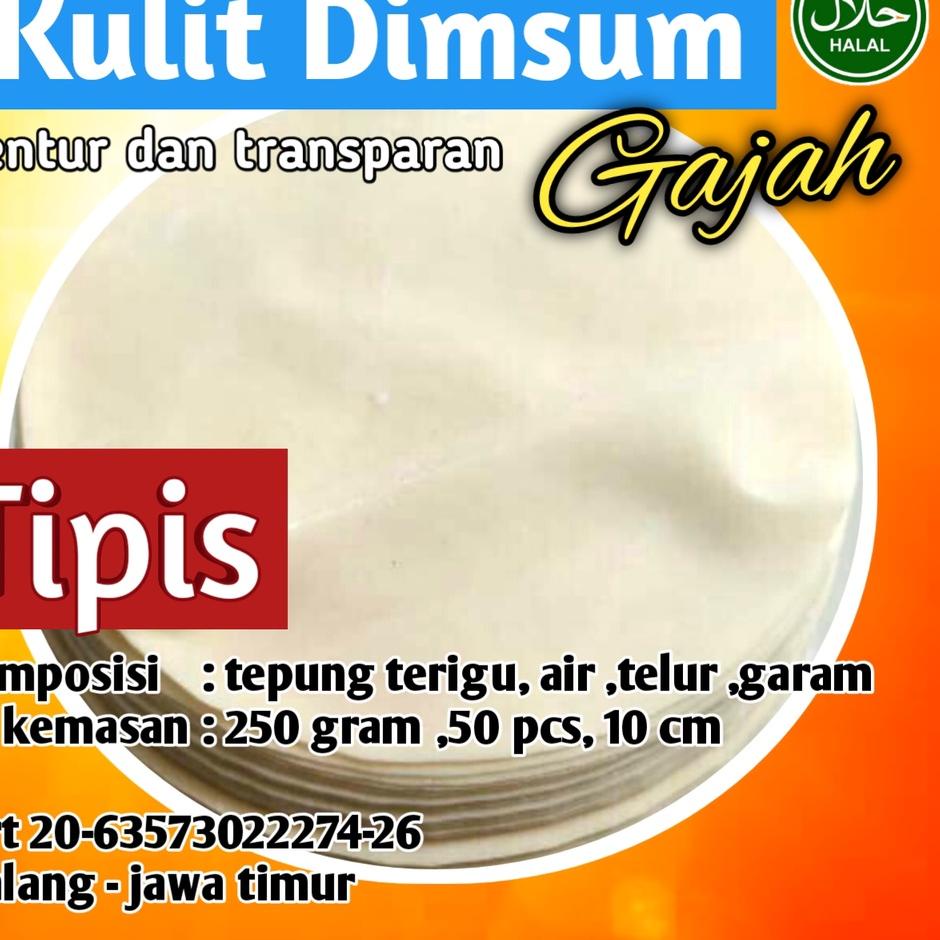 

ㅲ KULIT DIMSUM TRANSPARAN lentur 10 CM 70 pcs swekiau ,siomay ,pangsit ,hakau, gyoza "gajah" ↓