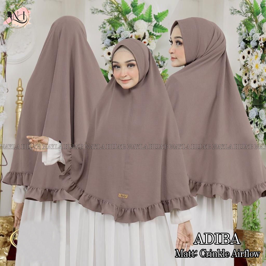 Kerudung Instan Jumbo Pet Crinkle Airflow ADIBA Jilbab Bergo Syar'i Pet Airflow Anti Kusut Pasar Hija'b