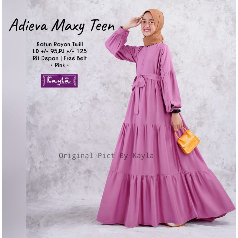 [ COD ] Gamis Maxy Anak Remaja Bahan Katun Rayon Twill Adieva Maxy Teen by Kayla
