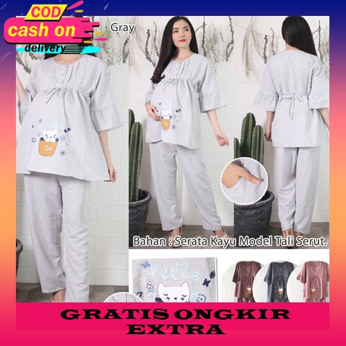 Baju Menyusui/Grosir Baju Hamil/Setelan Ibu Hamil/Setelan Baju Hamil Menyusui Stelan Baju Hamil Leng