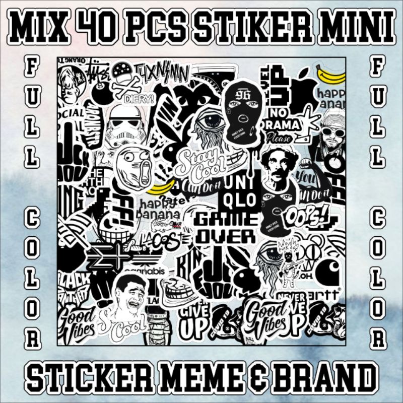 

STIKER MINI ISI 40PCS VARIAN BLACK WHITE BAHAN GRAFTAC ANTI AIR HIGH QUALITY