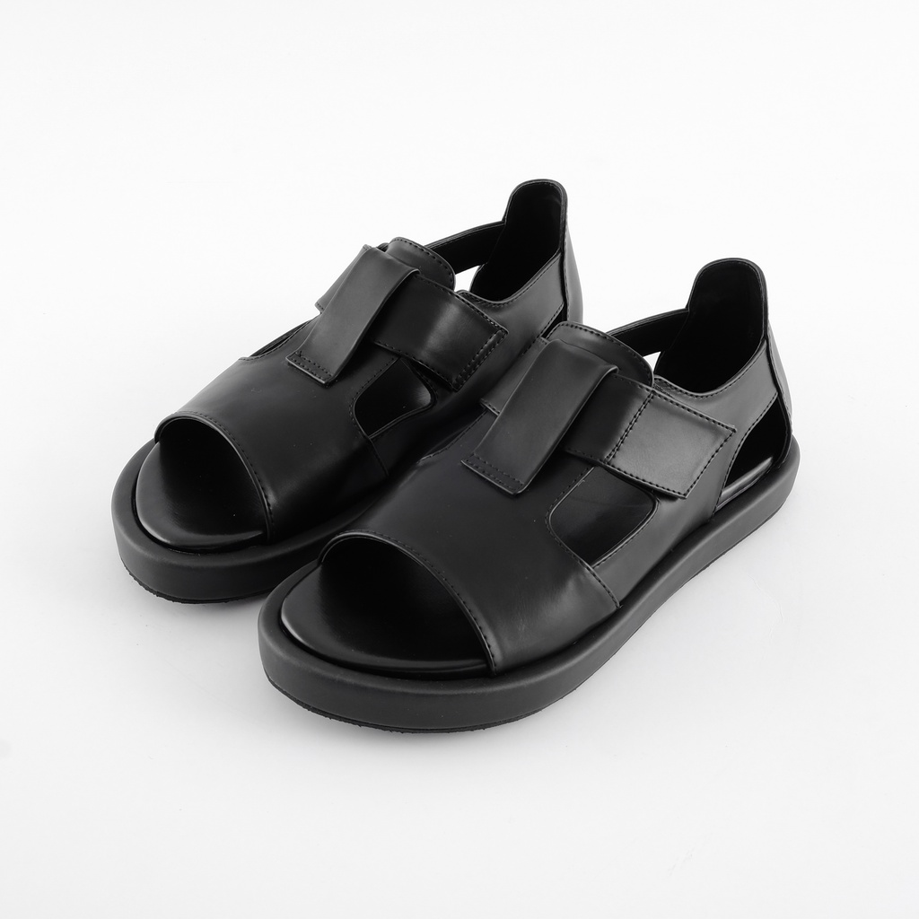 Sandal Wanita - Gianina / Eudora Black Platform Sandals