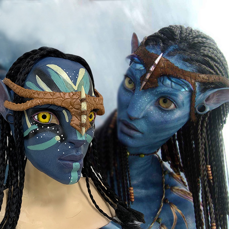 Topeng Avatar Topeng Pria Wanita Masques Movie Na'vi Neytiri Latex Topeng Karnaval Kostum Helm Pesta Props Cosplay Topeng