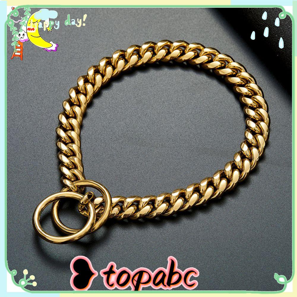 Top Golden Chain Stout Enkripsi Cincin Anjing Rantai Kuba Logam