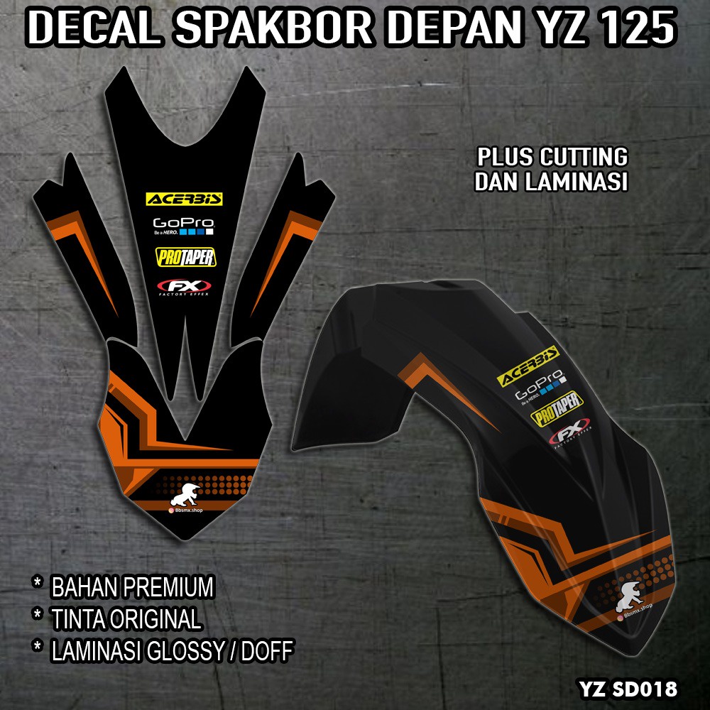 DECAL SPAKBOR DEPAN YZ 125 (STICKER)