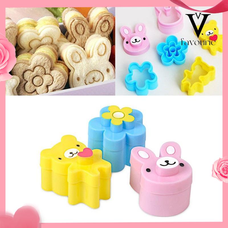 COD3Pcs/Set Cetakan Roti Biskuit Sandwich Bentuk Kartun Lucu Untuk Anak-Anak-FA