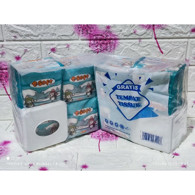 PROMO PAKET 4 PACK FREE KOTAK TISU T-SOFT PREMIUM FACIAL TISU WAJAH