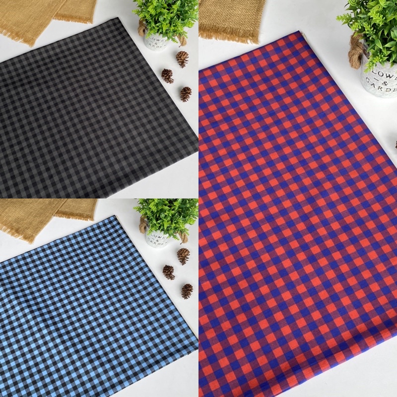 Kain Kotak Kotak Tartan Bahan Katun Premium Kode B