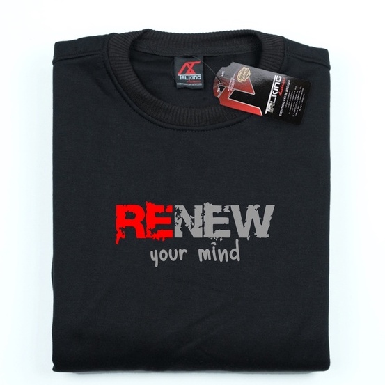 Sweater Pria Distro Crewneck Hitam RENEW YOUR MIND Original Talking Authentic