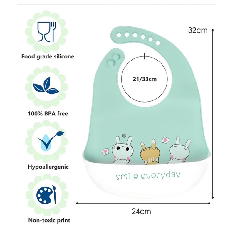 BABY BIB Celemek Makan Bayi Slaber Silikon Anak Bibs Karet Baby Burb Apron Silicon Anti Air