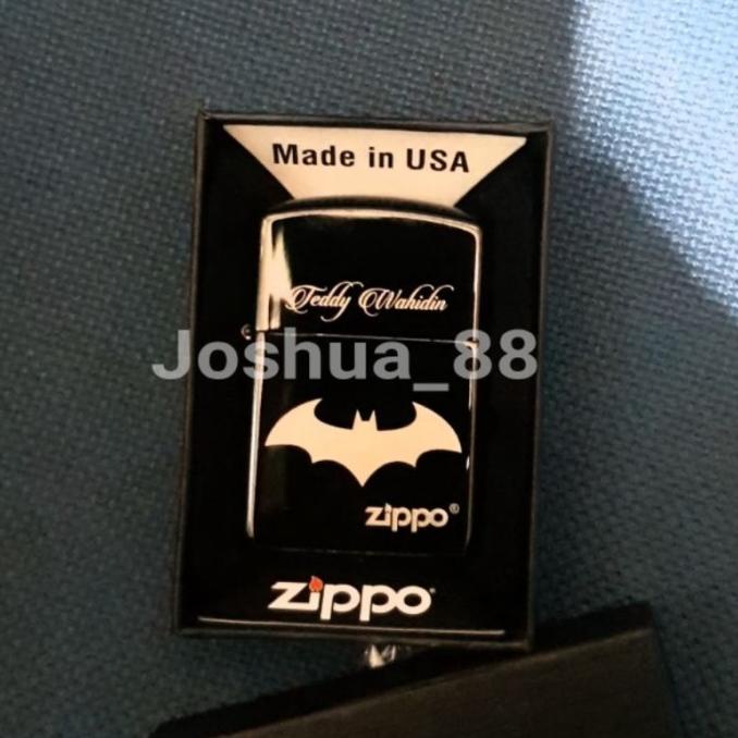 KOREK API ZIPPO CUSTOM UKIR BATMAN BLACK ICE EBONY GRADE ORI BISA UKIR GT846546ER