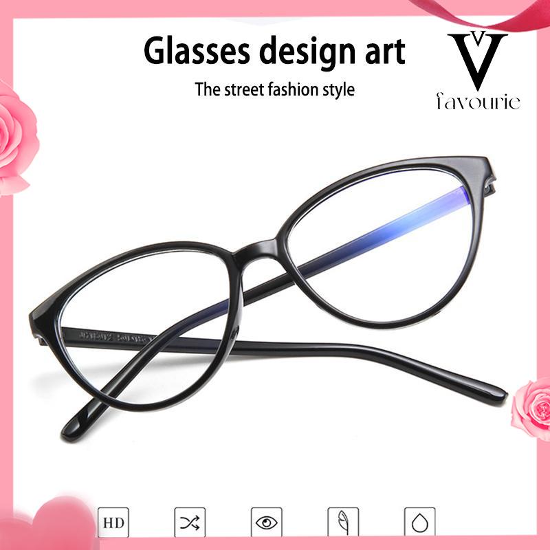 CODkacamata Korea Wanita Kacamata Anti Radiasi Retro Wanita Fashion Cat Eye Eyeglasses Versatile Optical Glasses UV400 Bingkai-FA