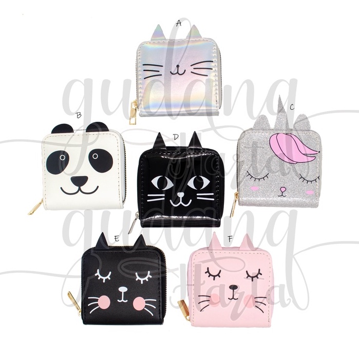 Dompet Unicorn Cat Ears Purse Kartu Uang Koin Motf Kuda Kucing Panda Lucu GH 402012