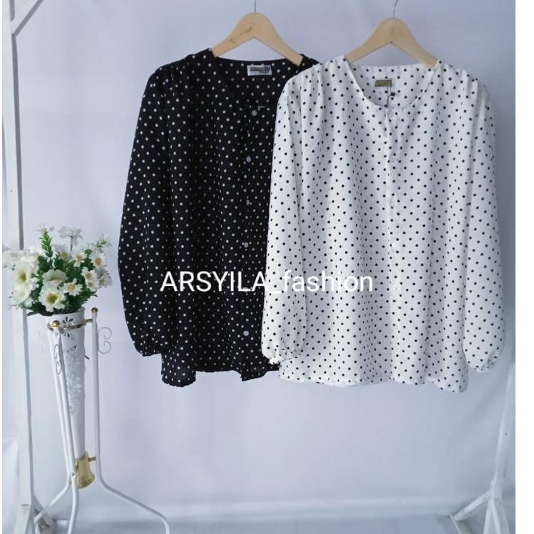 Langsung Kirim BLOUSE KOREA - KAYOUNG BLOUSE JUMBO LD 120 - ATASAN VOLKADOT - ATASAN WANITA - PAKAIA