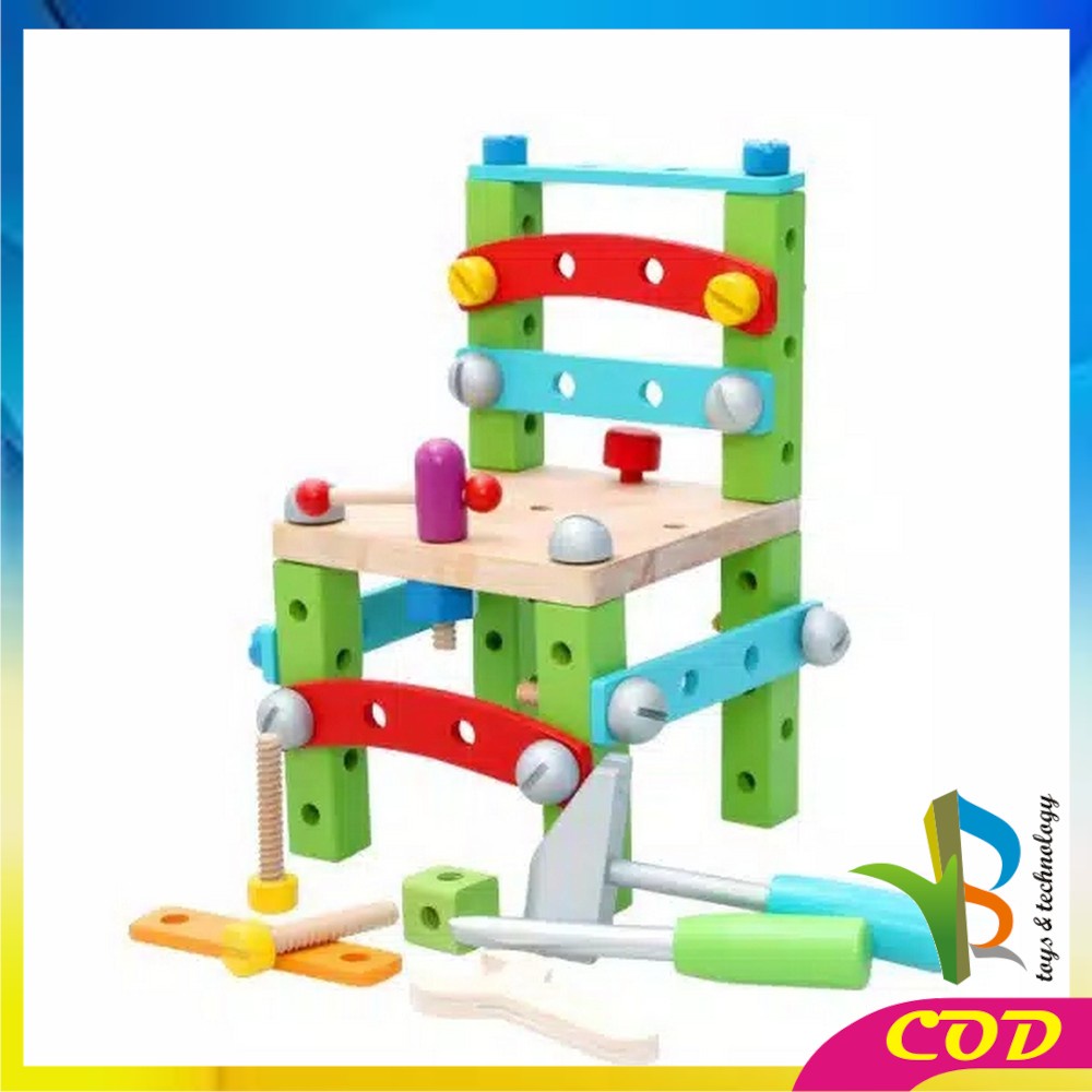 RB-M41 Mainan Edukasi Anak Creative Puzzle DIY Bor Obeng Sekrup 180PCS Mainan Block Susun Baut