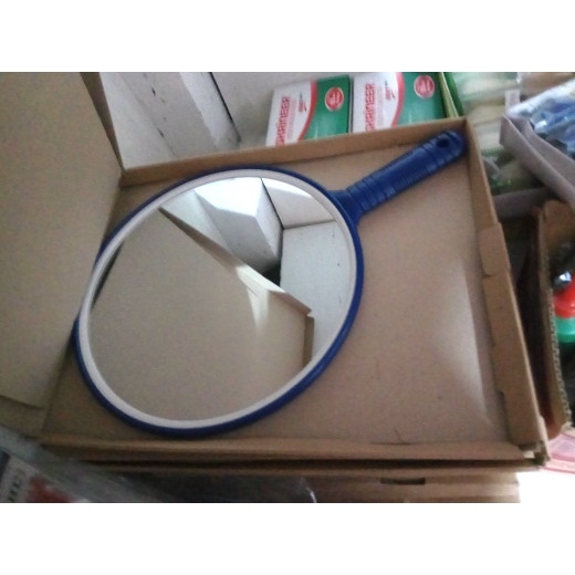 Alat Potong Kaca Bulat Pangkas Rambut Cermin Gunting Potong Cukur Gagang Tangan