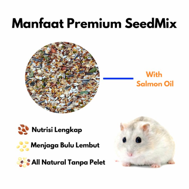 Premium Hamster Mix 200g Additional Salmon Oil BONUS popcorn  Makanan Hamster