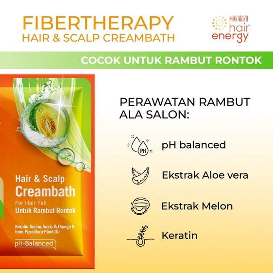 Makarizo Hair Energy Fibertherapy Hair &amp; Scalp Creambath/ Perawatan Rambut Rontok