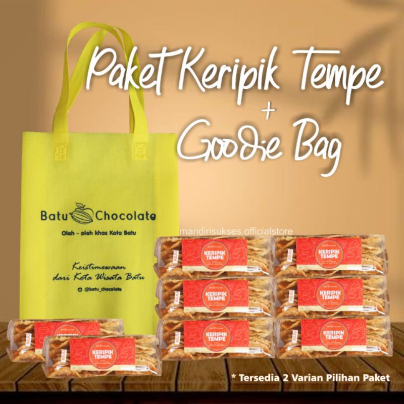 Batu chocolate - Paket Keripik Tempe - Bonus Goodie Bag ~ Keripik Tempe Legendaris  ~ Isi 8 Pcs