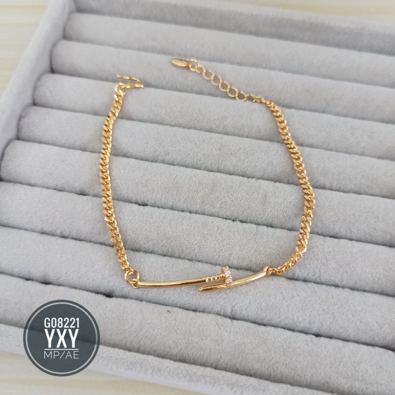 Gelang Yaxiya Paku Rantai Gold G08221