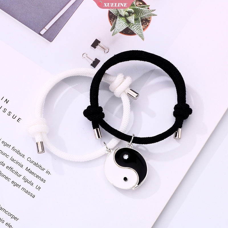 2pcs/set Gelang Pasangan Yin Yang Taiji Cina set Pria Wanita Jarak Hitam Dan Putih Berbentuk Hati magnet Atraksi Perhiasan Hadiah [ZXL]