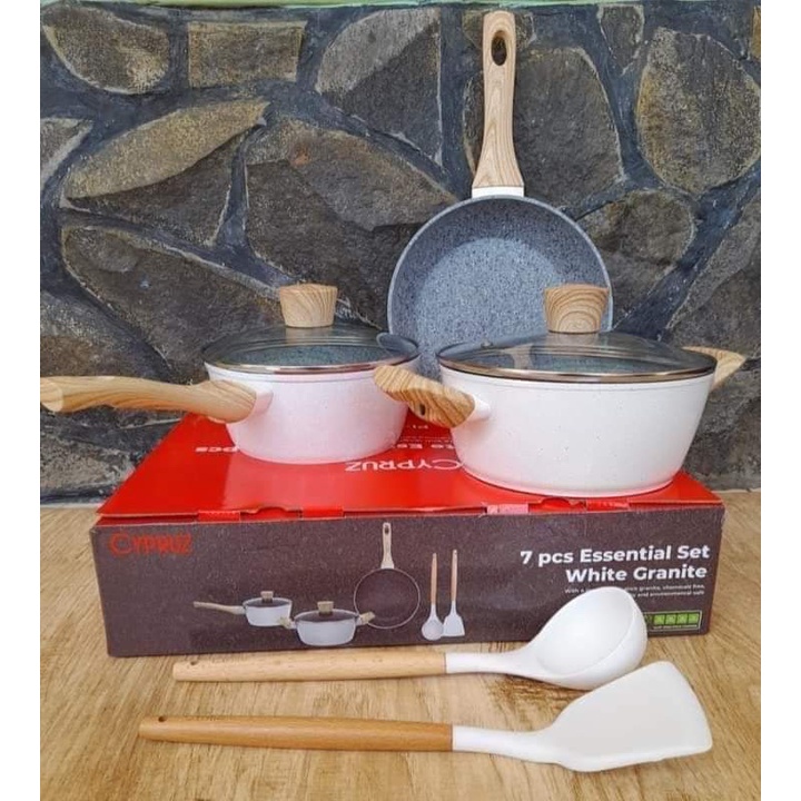 Set Panci Cypruz White Granit Set Of 7 Pcs