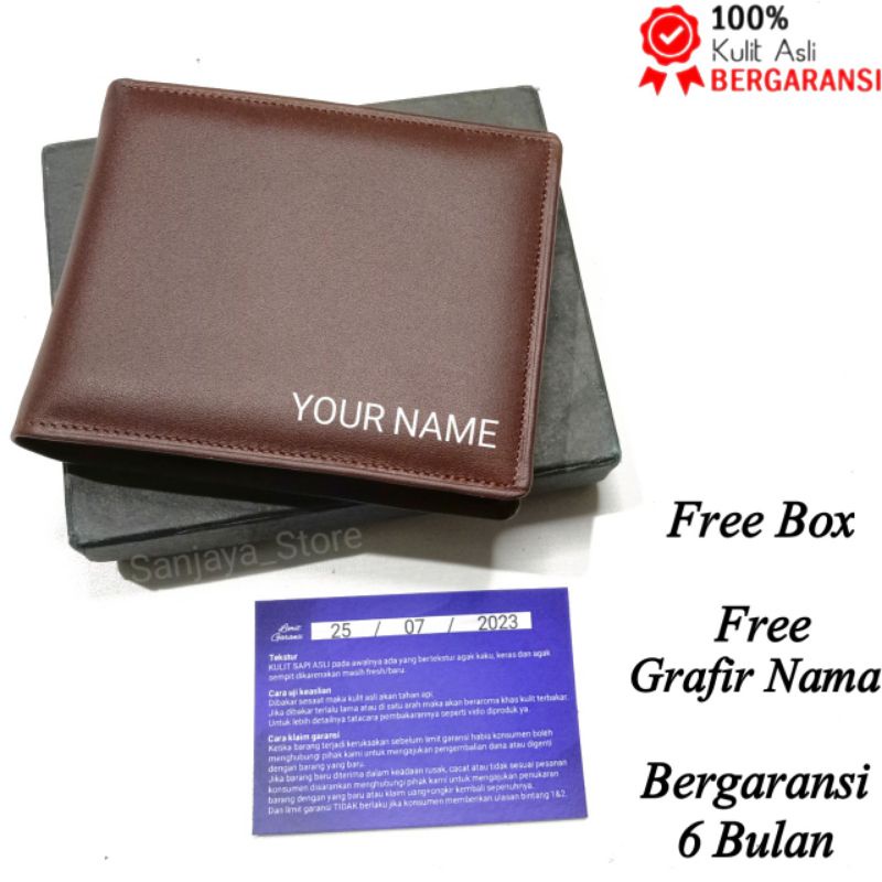 Dompet Kulit Pria 100% ORIGINAL Kulit Asli Garut FREE Ukir Nama