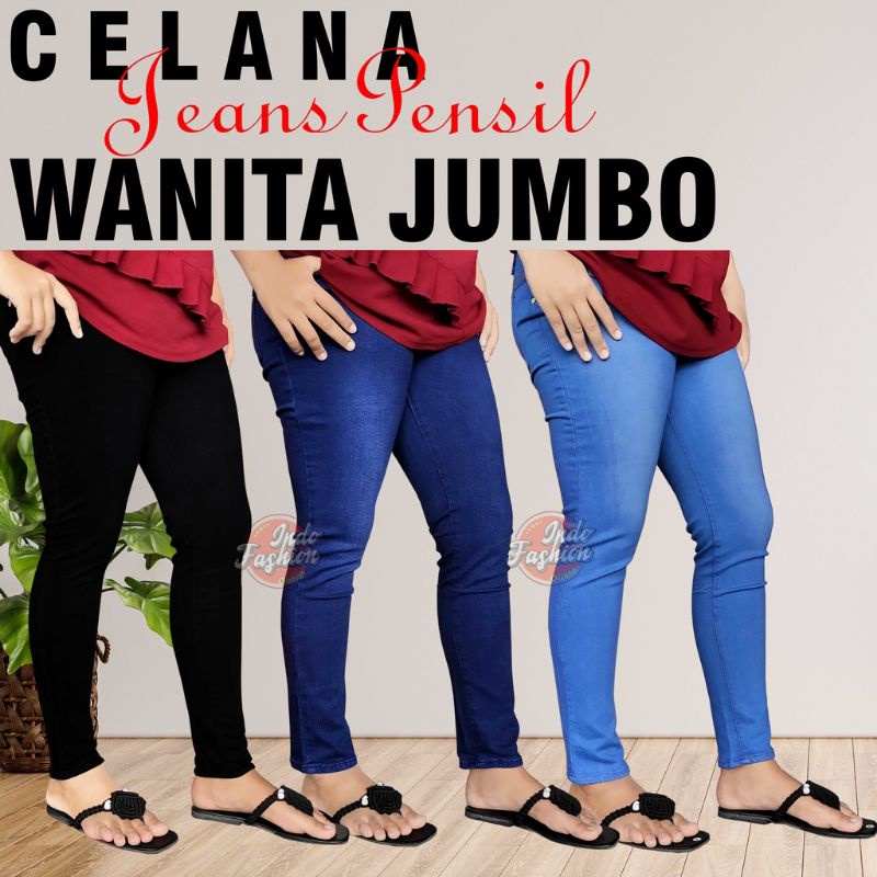 Celana Legging Jeans Pinggang Karet - Jegging Jeans Wanita Premium Soft Jeans Jumbo - Celana Jeans Wanita