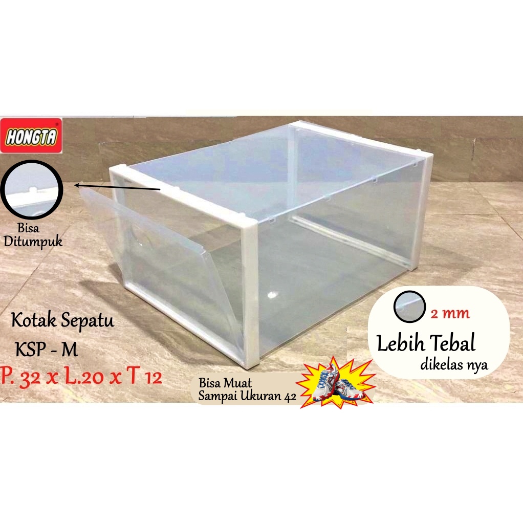 HONGTA - Kotak sepatu M Acrylic transparan Hongta Anti Air Anti Rayap