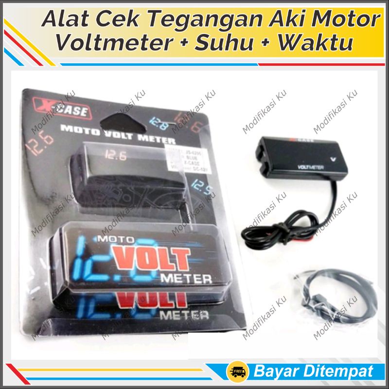 VOLTMETER MODISH DIGITAL WATERPROOF MULTIFUNGSI 12V DC: PENGUKUR SUPLAY ARUS ADAPTOR PENGUKUR TEGANG