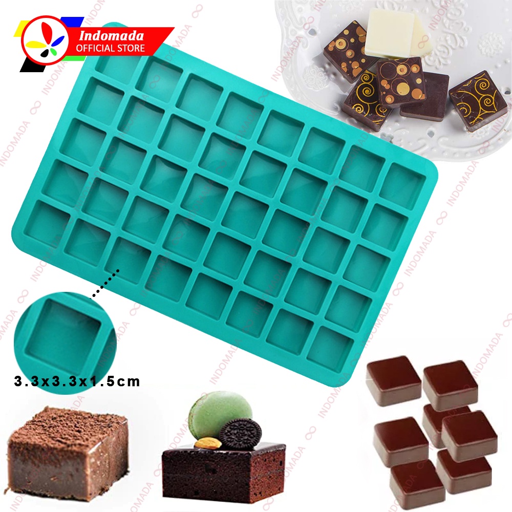 Indomada Cetakan Silikon 40 Kotak 3D Kubus Kecil 3.3 x 3.3 x 1.5 cm Puding Coklat Kue Es Batu Jelly 