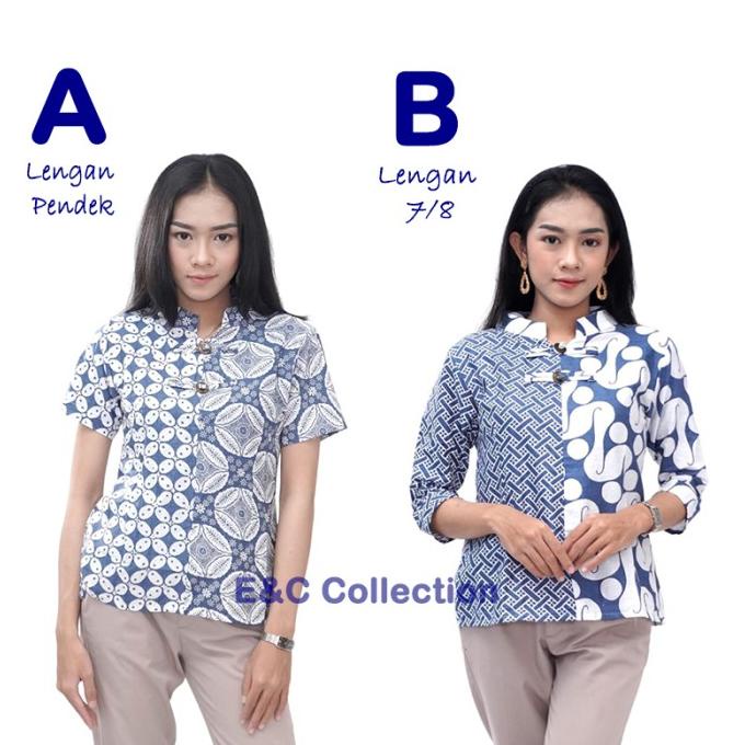 Blouse Batik Wanita Parang Kawung Shanghai Style / Atasan Batik Wanita