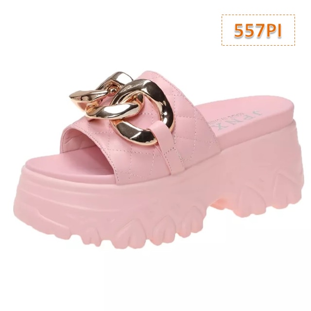 Sandal Wanita Selop Kokop Rantai Love Hitam Hijau Pink Putih (557)