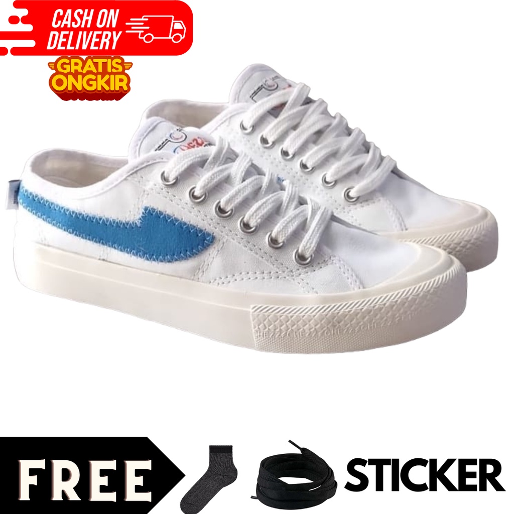 SEPATU CHEZZ ZEUZ LOW SEPATU PRIA/WANITA WHITE BLUE