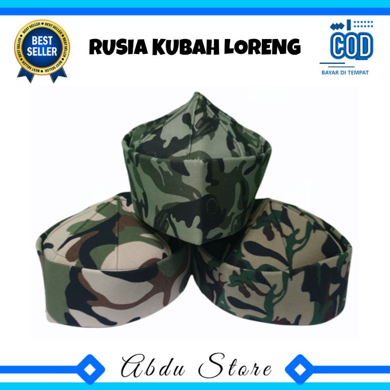 Peci Kopiah Songkok RUSIA KUBAH LORENG SPON Murah , Peci Kubah Nabawi Loreng , Peci Haji Rusia Spon 