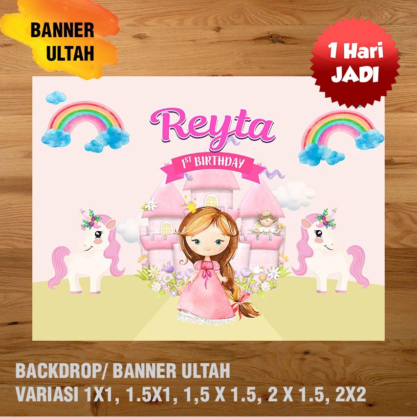 UNICORN BANNER/ BACKDROP/ SPANDUK ULANG TAHUN UL-TAH