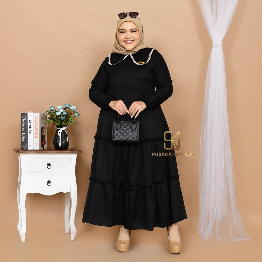 BELA MAXY Gamis perempuan dewasa jumbo pakaian muslim wanita bigsize muat sampai 80kg+ ada size fashion muslimah terbaru long dress kekinian modern murahberkualitas warna putih hitam merah bata hijau army lilac kuning lemon mustard broken white dusty moca