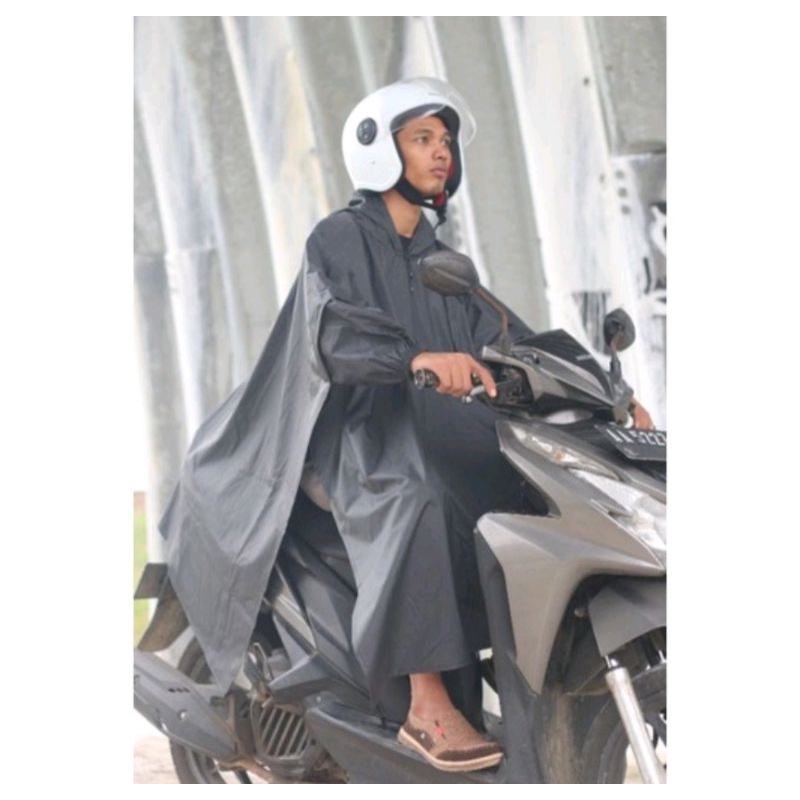 Jas Hujan Ponco Poncho Lengan Tebal Besar Bahan Mirip Axio/Jas Ujan Mantel Mantol Raincoat Cewek Cowok Dewasa