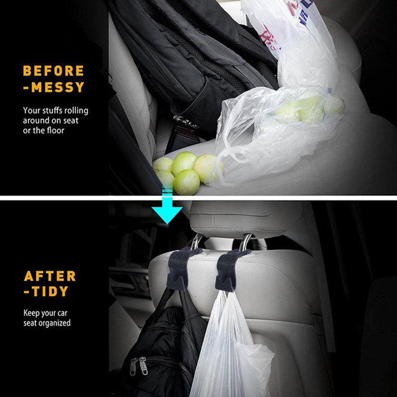 2pcs Car Vehicle Organizer Universal Car Seat Back Hooks Berlian Berkilauan Car Hanging Hook Serbaguna Penyimpanan Handbag Braket Gantung Kuat Beban-bearing Otomotif Hook