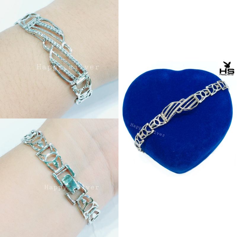 Gelang Perak Asli Silver 925 Lapis Emas Putih Model Rantai emas - Perhiasan Perak Asli