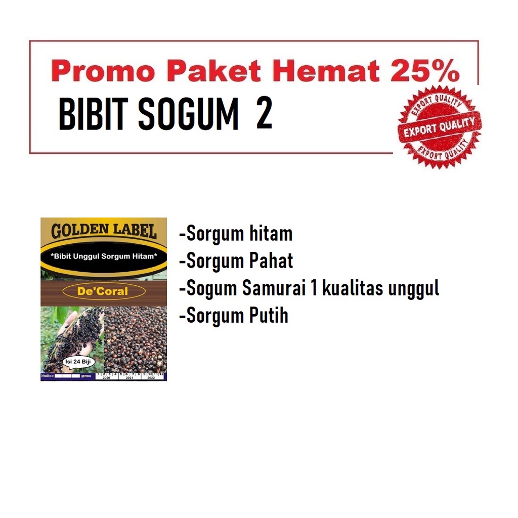 Promo Bibit Sorgum 2: sorgum Hitam,Sorgum Pahat,Sorgum Samurai,Sorgum Putih