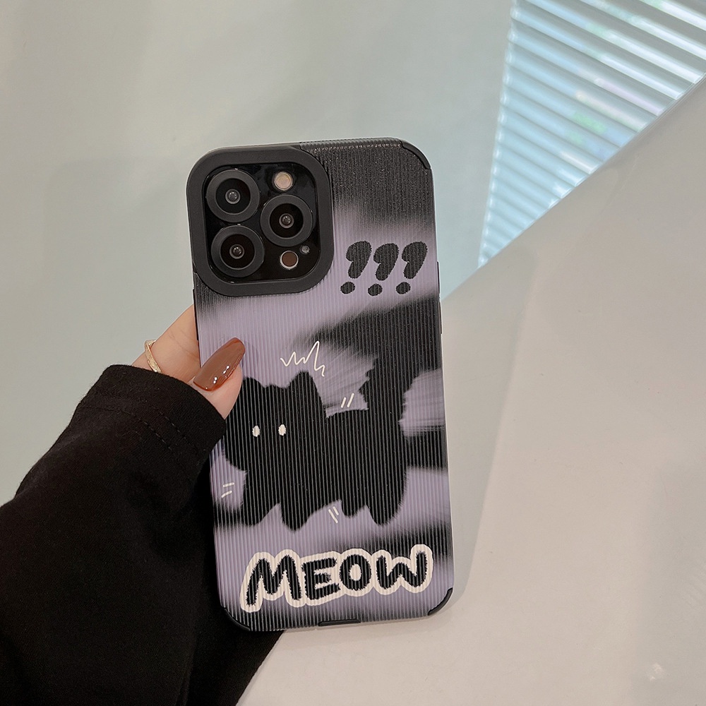 Ins Kucing Hitam Cocok Untuk Iphone14 14pro 14Plus 14prm Iphone13 13prm iPhone 11 7Plus 8Plus Xr XS 12 Pro Max Empat Sudut Casing Ponsel Tahan Guncangan