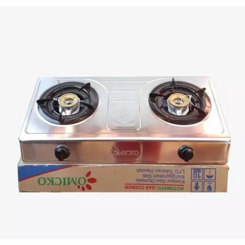 DM - Kompor Gas 2 Tungku Stainless Steel Omicko KM - 202 Automatic Gas Cooker 2 Tungku