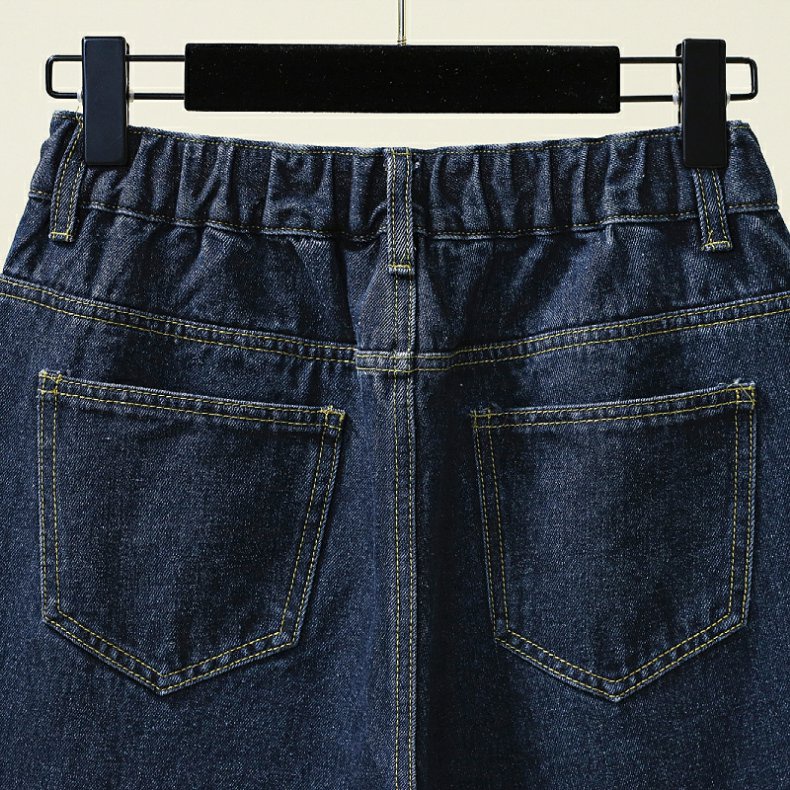 Karet Jeans Highwaist Loose Kasual Jeans Wanita Impor