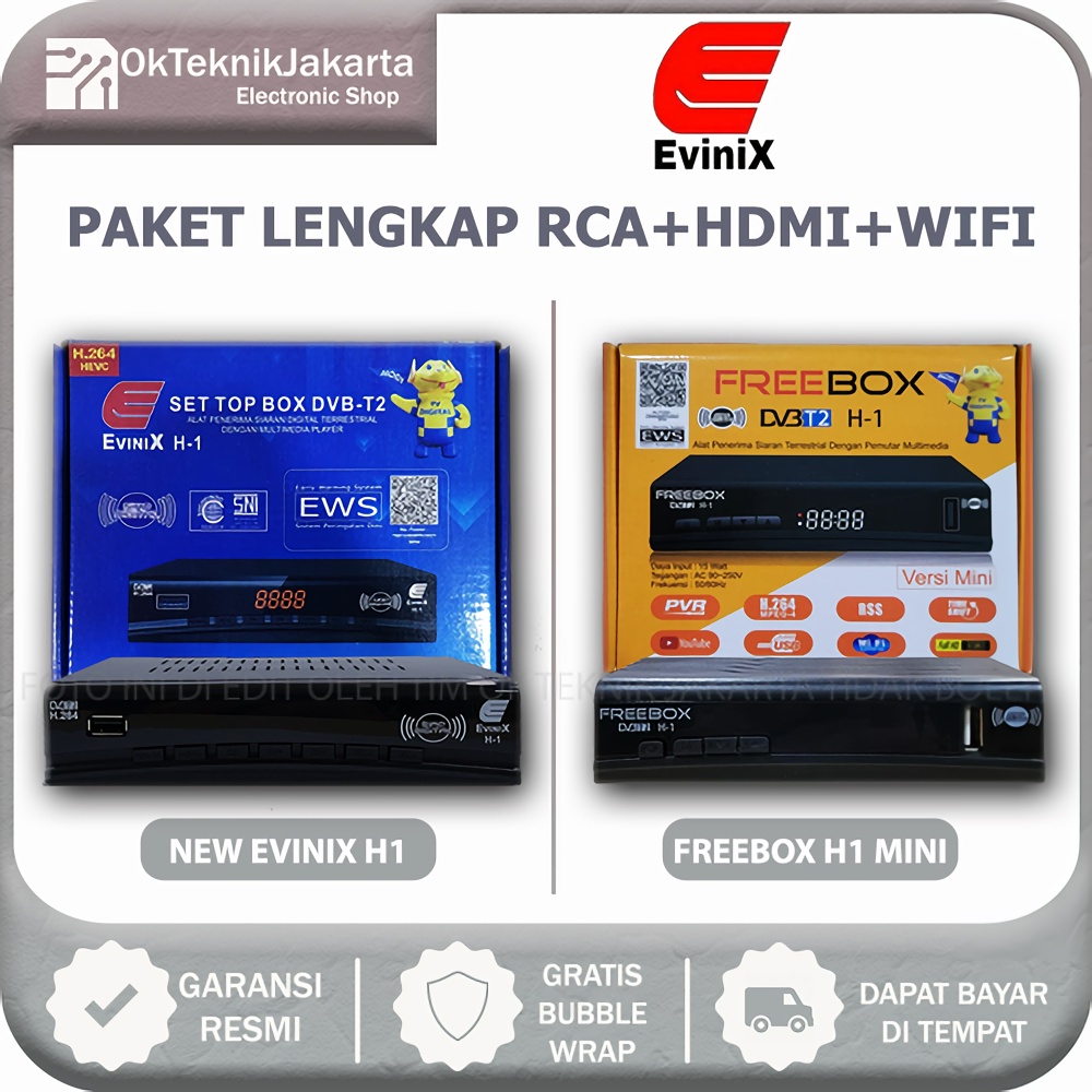 [GRATIS ONGKIR ] SET TOP BOX TV DIGITAL EVINIX H1 DVB T2 HD EWS / SET TOP BOX TV DIGITAL EVINIX H1 / ALAT TV DIGITAL SET TOP BOX / STB TV DIGITAL FREEBOX H1 DVB T2