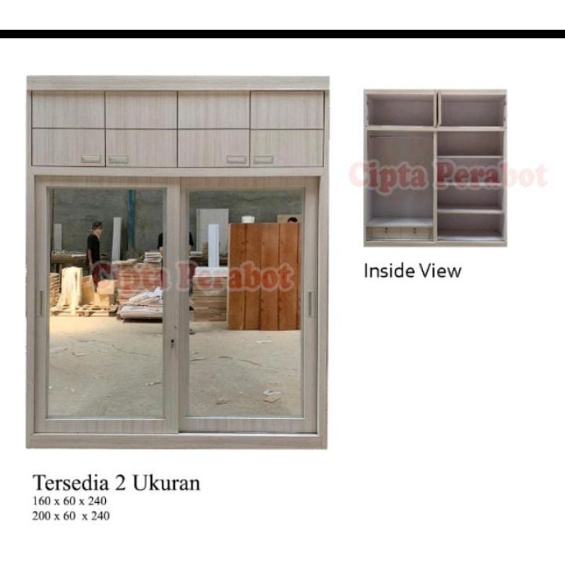 Lemari Pakaian Minimalis Jumbo Sliding Kayu HPL premium