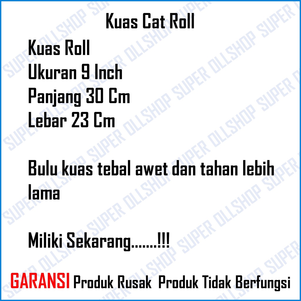 Kuas Roll Cat Tembok 9 Inch / Paint Roller 9 Inch / Kuas Roll 9 inch / Kuas Cat Komplit Dengan Gagangnya / Kuas Cat Tembok Murah