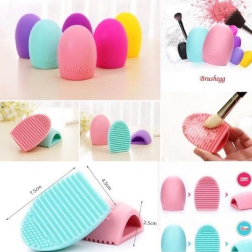 Brush Egg / Papan Silikon Pembersih Kuas Make Up / Brush Cleanser / Pembersih Kuas Egg Brush / Alat Pencuci Kuas / Cleaning