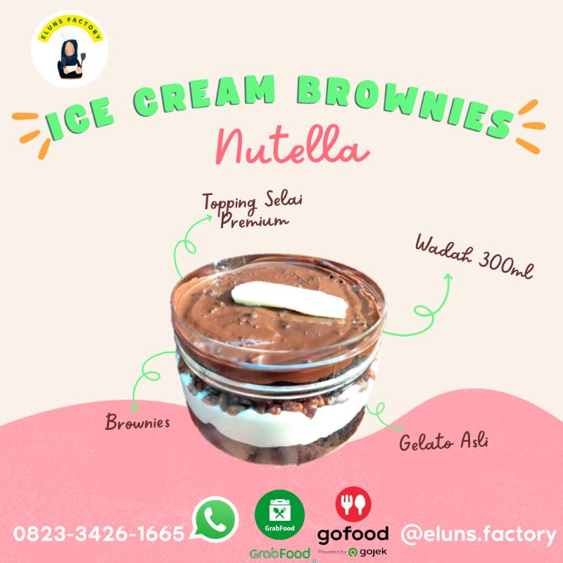 

[ICE CREAM BROWNIES 300ML] Rasa Nutella